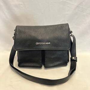 PERSAMAN New York Italy Black Leather Satchel Crossbody, Shoulder Bag Purse